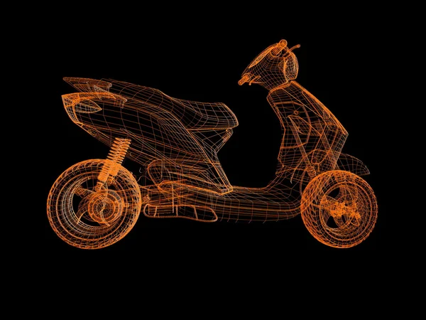 3D retro scooter-cykel — Stockfoto