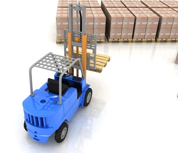 Loader before the rows of boxes — Stock Photo, Image