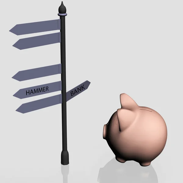 Piggy bank and travelling pointer — Stock Photo, Image