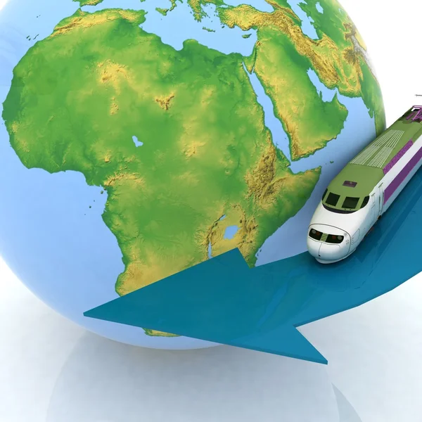 Fortkörning tåg kommer ut i världen — Stockfoto