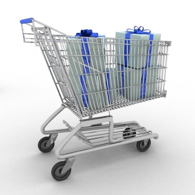 Shopping cart full of gifts clipart