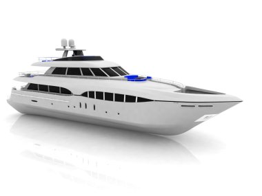 White pleasure yacht clipart