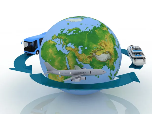 Transport-/ bedrijfswagens voor een ronde wereld reis — Stockfoto