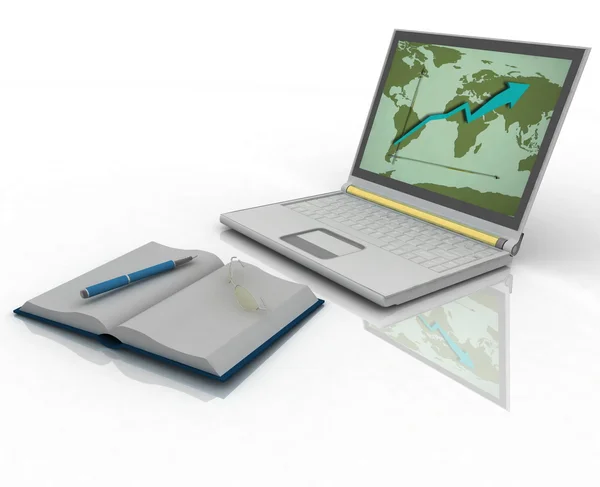 Laptop și alte instrumente pentru muncă — Fotografie, imagine de stoc