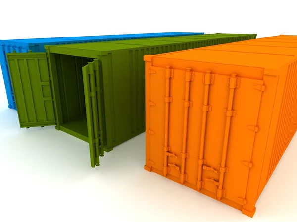 Open en gesloten cargo containers — Stockfoto