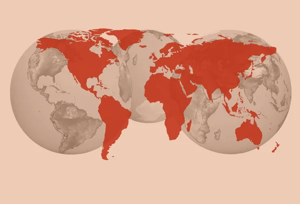 Mapa global com um planeta Terra — Fotografia de Stock