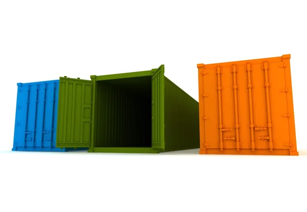 Açık ve kapalı kargo konteynerler — Stok fotoğraf