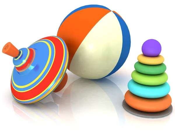 Child's toys pyramid, top, ball — Stock Photo, Image