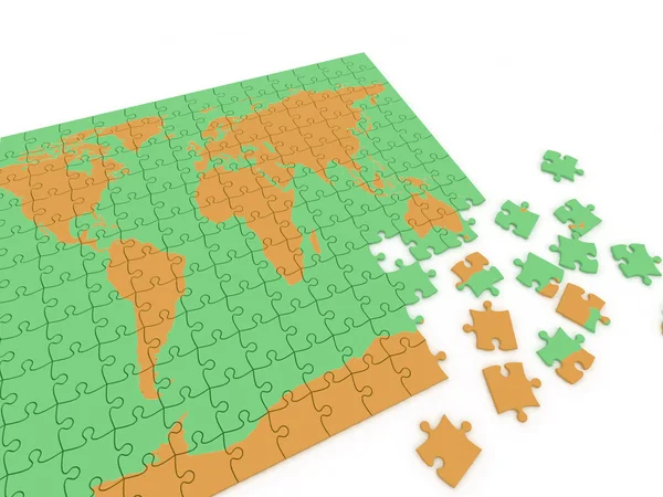 Mapa de quebra-cabeça do mundo — Fotografia de Stock