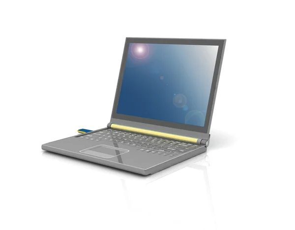 USB-Speicherlaufwerk und Laptop — Stockfoto