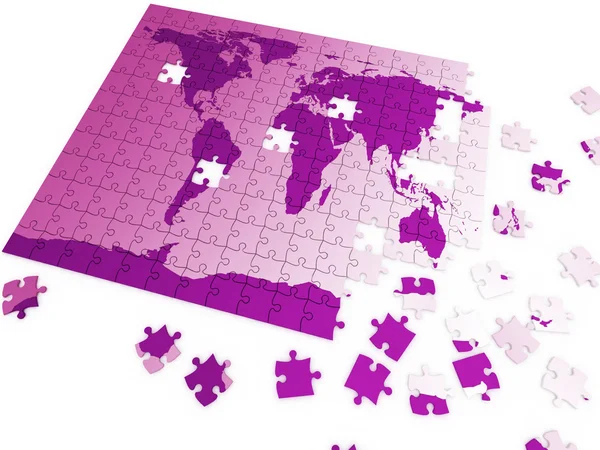 Mapa de quebra-cabeça do mundo — Fotografia de Stock