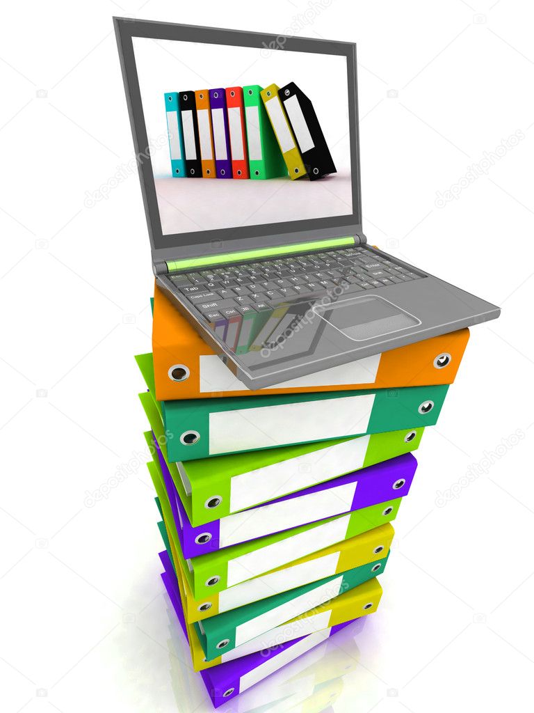 Colorful folders next to a modern laptop