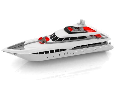 White pleasure yacht clipart