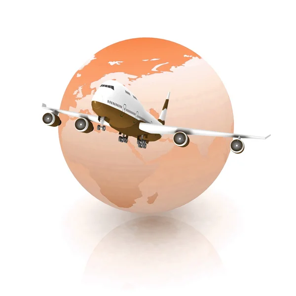Airliner with a globe — Stock Photo, Image