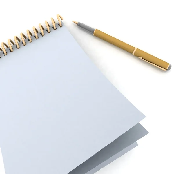 Notebook e penna dorata — Foto Stock