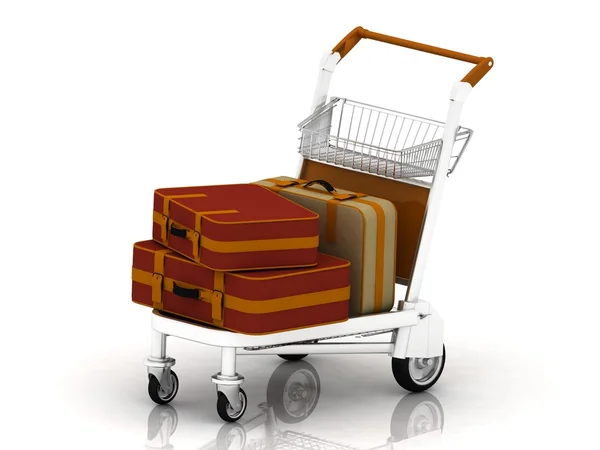Suitcases on the light cart of porter — Stock Photo, Image