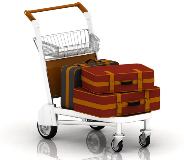 Koffer auf dem leichten Wagen des Gepäckträgers — Stockfoto