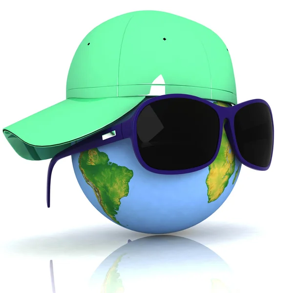 stock image Globe is in dark eyeglasses