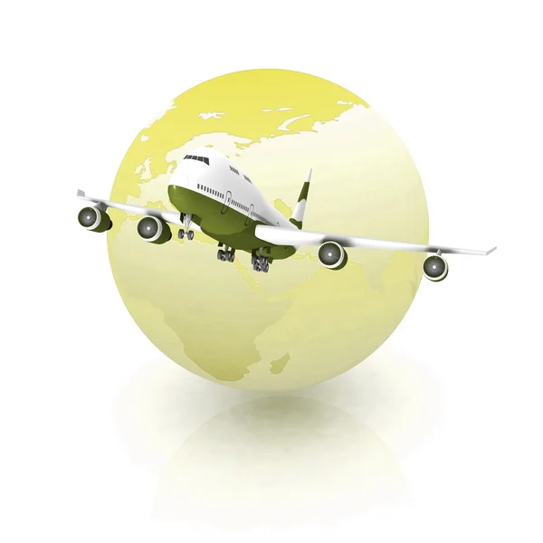Avión con globo terráqueo —  Fotos de Stock