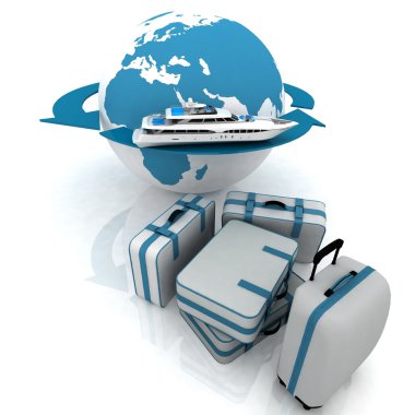 Luggage for a round-world voyage clipart