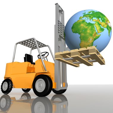 Loading of earth in a container clipart