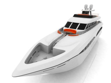 White pleasure yacht clipart