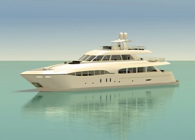 White pleasure yacht clipart