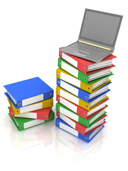 Folders next to a modern laptop — Stock Photo, Image