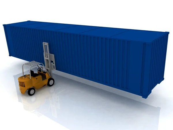 Loader lifts container — Stock Photo, Image