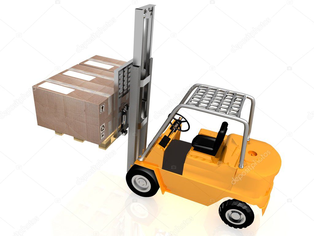 Forklift with boxes