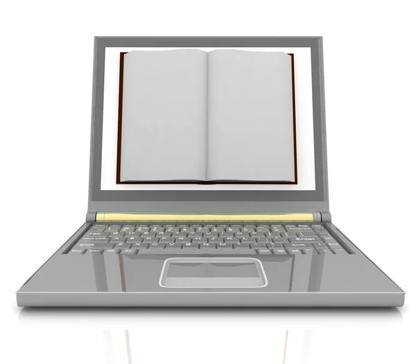 Open book next to a modern laptop — Stock Photo, Image