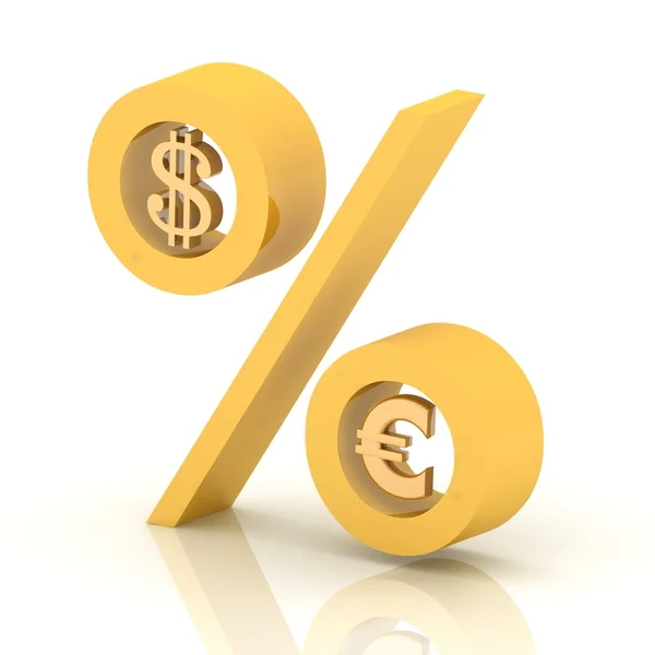 Por cento do dólar para o euro — Fotografia de Stock