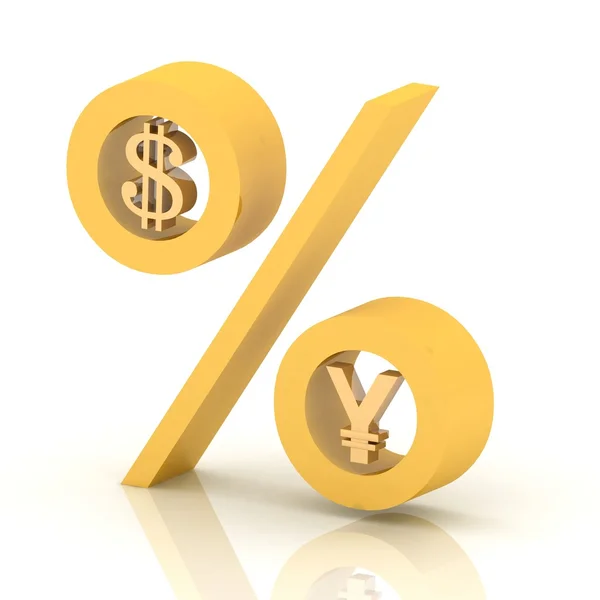 Percent of dollar to yen — Stock Photo, Image