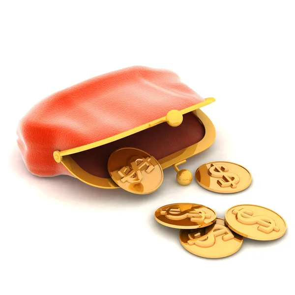 Een handtas en geld — Stockfoto