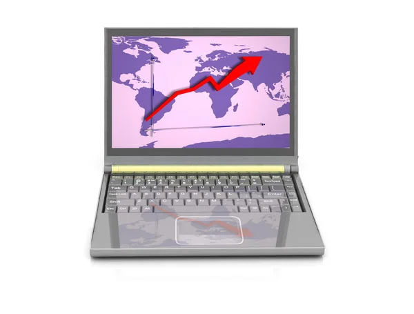 Gráfico de se levantar na tela do laptop — Fotografia de Stock