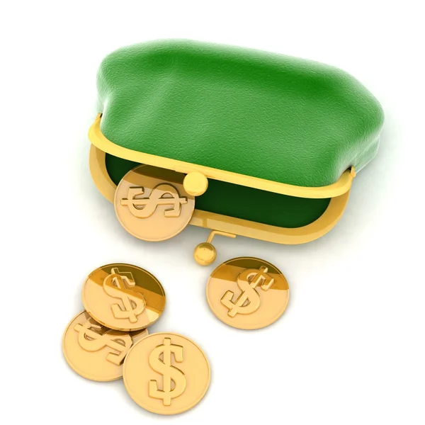 A purse and money — Stock Photo, Image