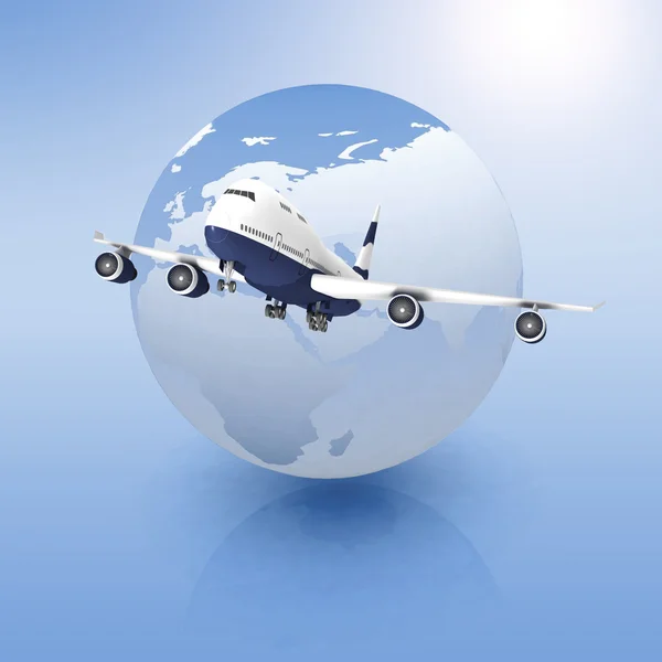 Avião com um globo — Fotografia de Stock