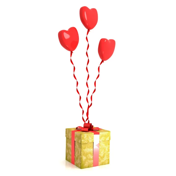 Luftballons und Geschenk — Stockfoto