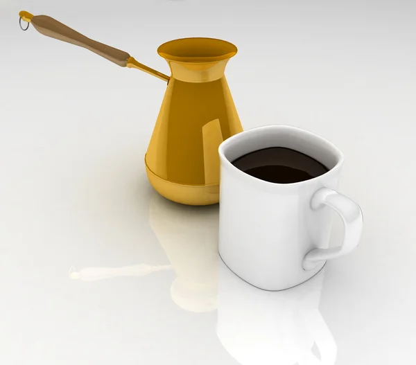 Kopje koffie met een turk — Stockfoto