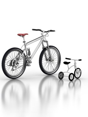 Children's bicycle against a sports bike clipart