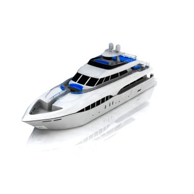 White pleasure yacht clipart