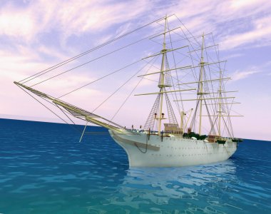 The ship is at sea clipart