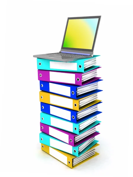 旁边是现代笔记本电脑的书böcker bredvid en modern laptop — Stockfoto