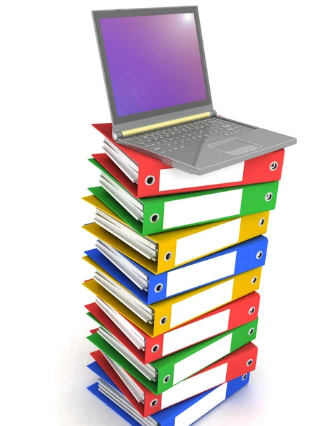 Colorful books next to a modern laptop — Stock Photo, Image