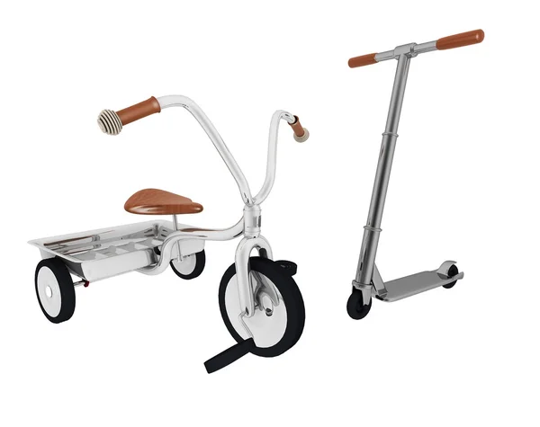 Dětské kolo a scooter — Stock fotografie
