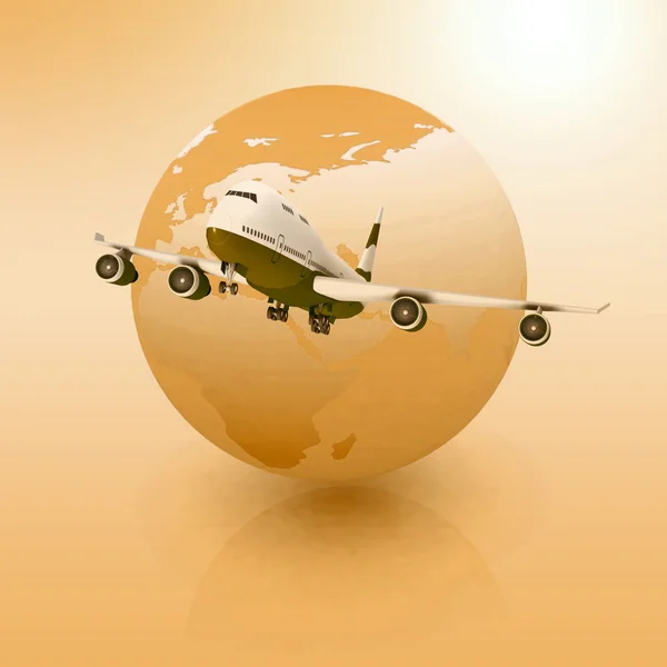 Letadlo s obrázkem zeměkoule — Stock fotografie