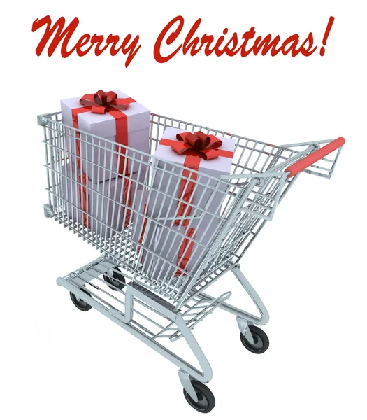 Shopping cart full of gifts — Stock Photo, Image