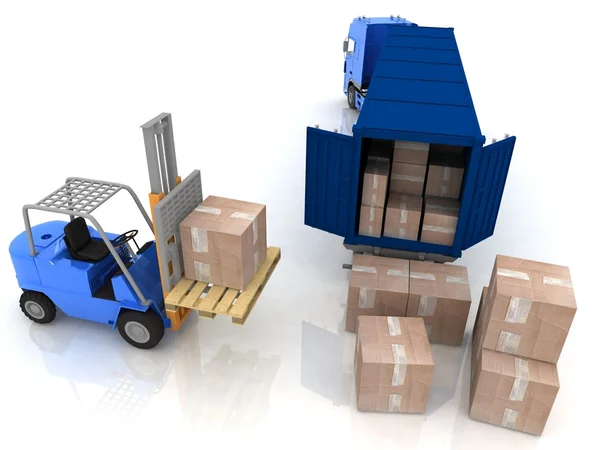 Lastning av lådor är isolerad i en behållare — Stockfoto