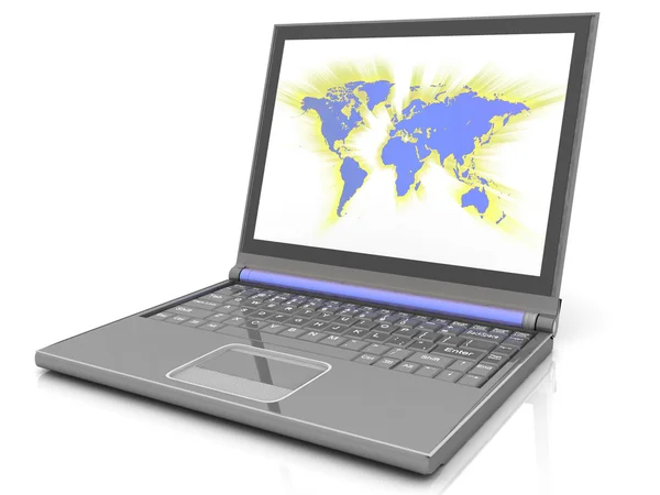 Mapa na laptop — Stock fotografie