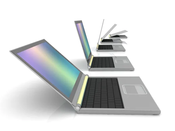 Lineup de laptops — Fotografia de Stock